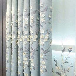 Cortina Blackout Sob Medida Cortina Estilo Nórdico Com Bordado De Plantas Para Sala De Estar E Quarto