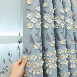 Cortina Blackout Sob Medida Cortina Estilo Nórdico Com Bordado De Plantas Para Sala De Estar E Quarto