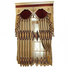 Cortina Blackout De Chenille Sob Medida Com Bordado De Flores Europeias Para Sala De Estar E Quarto