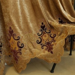 Cortina Blackout De Chenille Sob Medida Com Bordado De Flores Europeias Para Sala De Estar E Quarto