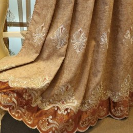 Cortina Blackout De Chenille Sob Medida Com Bordado De Flores Europeias Para Sala De Estar E Quarto