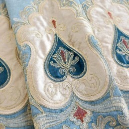 Cortina Blackout De Chenille Sob Medida Com Bordado De Flores Europeias Para Sala De Estar E Quarto