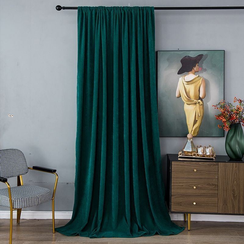 Cortinas Blackout De Chenille Em Cor Sólida Estilo Nórdico Para Sala De Estar E Quarto