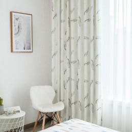 Cortinas Blackout Com Estampa De Penas Nórdicas Para Sala De Estar E Quarto