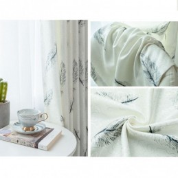 Cortinas Blackout Com Estampa De Penas Nórdicas Para Sala De Estar E Quarto