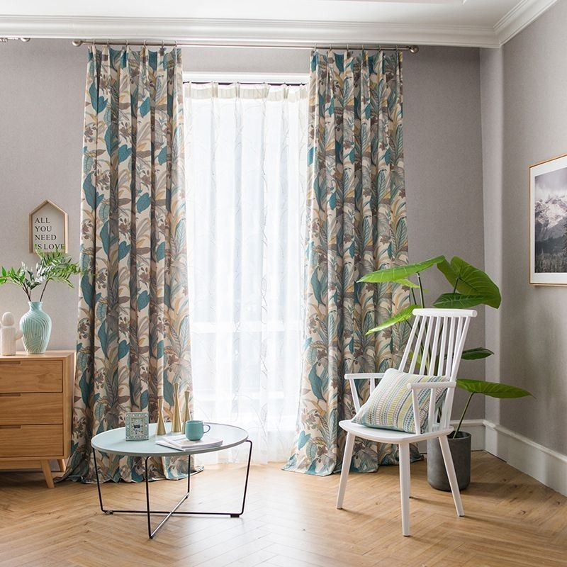 Cortinas Blackout Nórdicas Com Estampa De Plantas De Algodão Para Sala De Estar E Quarto