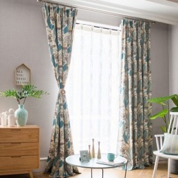Cortinas Blackout Nórdicas Com Estampa De Plantas De Algodão Para Sala De Estar E Quarto
