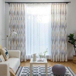 Cortina Blackout De Proteção Ambiental Feita Sob Medida, Cortina Estilo Americano Com Estampa De Folhas, Escurecimento De Quarto