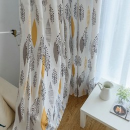 Cortina Blackout De Proteção Ambiental Feita Sob Medida, Cortina Estilo Americano Com Estampa De Folhas, Escurecimento De Quarto