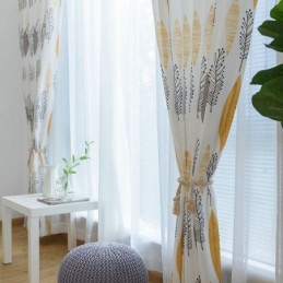 Cortina Blackout De Proteção Ambiental Feita Sob Medida, Cortina Estilo Americano Com Estampa De Folhas, Escurecimento De Quarto
