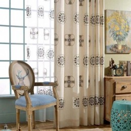 Cortinas Blackout Estilo Nórdico De Algodão Poliéster Com Bordado De Flores Para Sala De Estar E Quarto