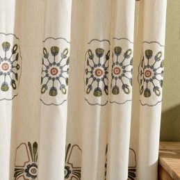 Cortinas Blackout Estilo Nórdico De Algodão Poliéster Com Bordado De Flores Para Sala De Estar E Quarto