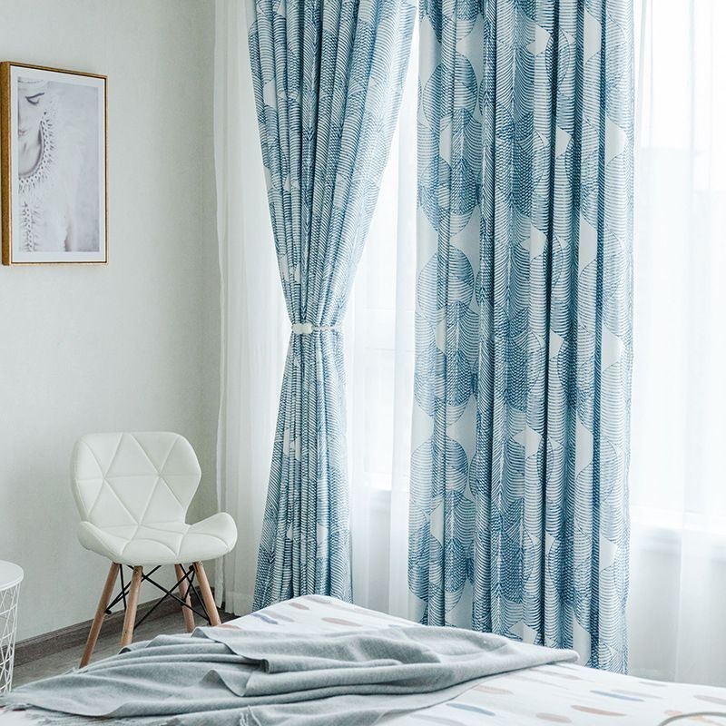 Cortina Blackout Nórdica Sob Medida Com Estampa De Folhas Para Sala De Estar E Quarto