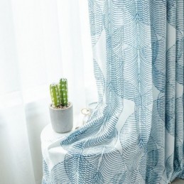 Cortina Blackout Nórdica Sob Medida Com Estampa De Folhas Para Sala De Estar E Quarto