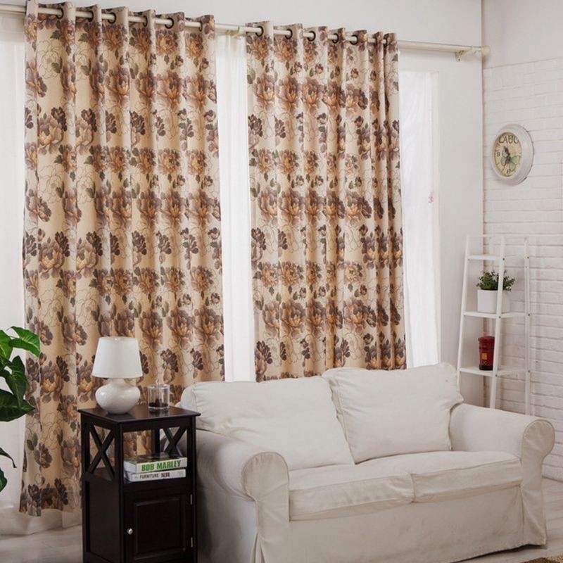 Cortinas Blackout Estilo Americano Com Estampa Floral De Algodão Para Janela