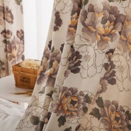 Cortinas Blackout Estilo Americano Com Estampa Floral De Algodão Para Janela