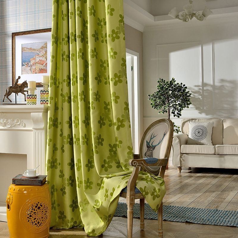 Cortina Blackout Sob Medida Cortina Nórdica Com Flores Em Jacquard Para Sala De Estar E Quarto