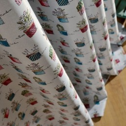 Cortina Blackout Nórdica Feita Sob Medida, Cortina Com Vaso De Plantas Estampado Para Sala De Estar E Quarto