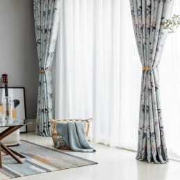 Cortinas Blackout Nórdicas Com Estampa Floral Para Janela Para Sala De Estar E Quarto