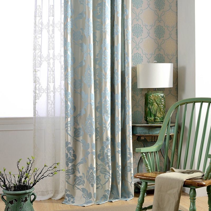 Cortina Jacquard Estilo Europeu Feita Sob Medida Para Sombreamento De Quarto E Sala De Estar
