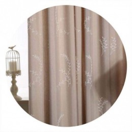 Cortinas Blackout De Algodão Com Ramos Nórdicos Bordados