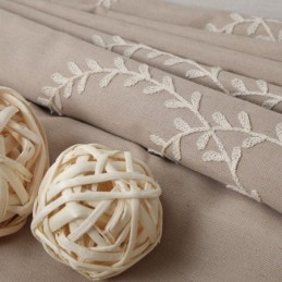Cortinas Blackout De Algodão Com Ramos Nórdicos Bordados