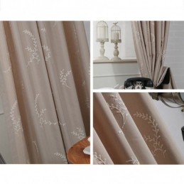 Cortinas Blackout De Algodão Com Ramos Nórdicos Bordados