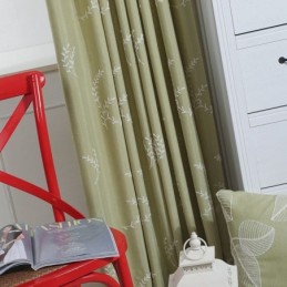 Cortinas Blackout De Algodão Com Ramos Nórdicos Bordados