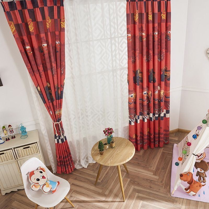 Cortinas Blackout De Algodão Estilo Infantil Com Estampa De Carro De Desenho Animado