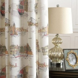 Cortinas Blackout De Linho Nórdico Com Estampa Urbana Para Sala De Estar E Quarto