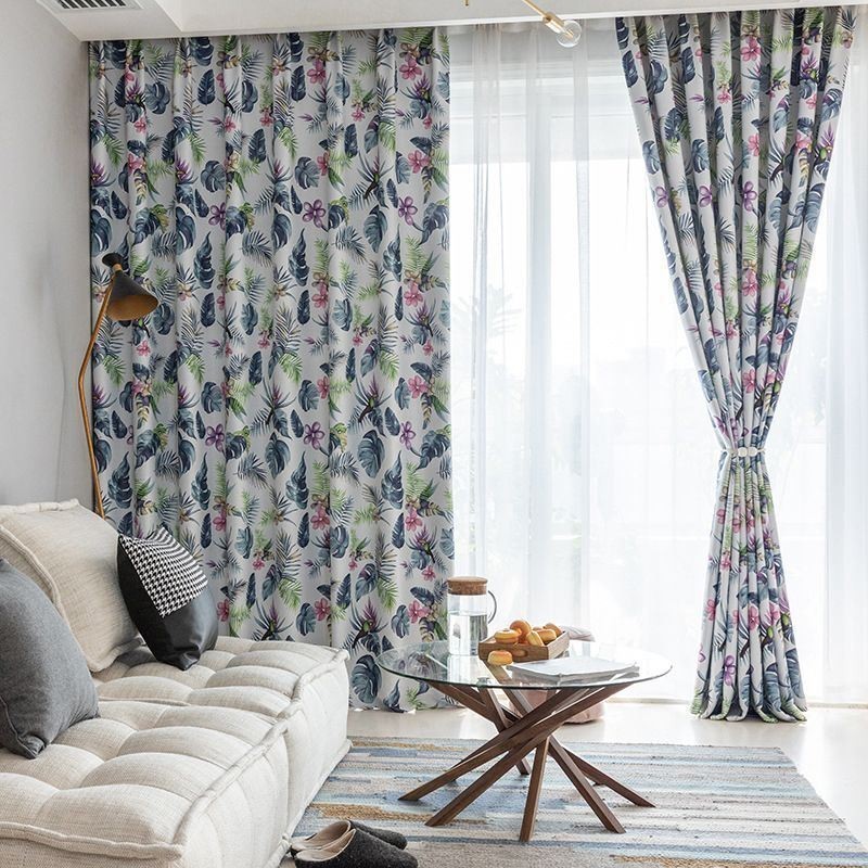 Cortinas Blackout Nórdicas Com Estampa De Plantas Para Sala De Estar E Quarto