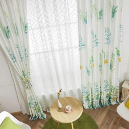 Cortina Blackout Nórdica Sob Medida Com Estampa De Folhas Para Sala De Estar E Quarto