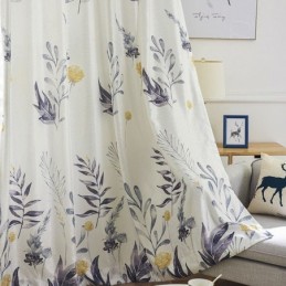 Cortina Blackout Nórdica Sob Medida Com Estampa De Folhas Para Sala De Estar E Quarto