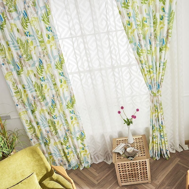 Cortina Blackout Sob Medida Para Sala De Estar, Quarto, Com Estampa Nórdica De Folhas