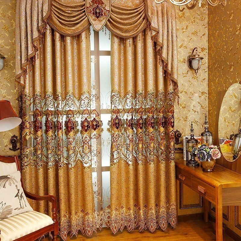Cortinas Bordadas Europeias De Luxo Para Sala De Estar E Quarto