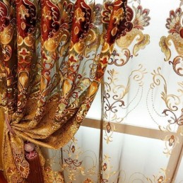 Cortinas Bordadas Europeias De Luxo Para Sala De Estar E Quarto
