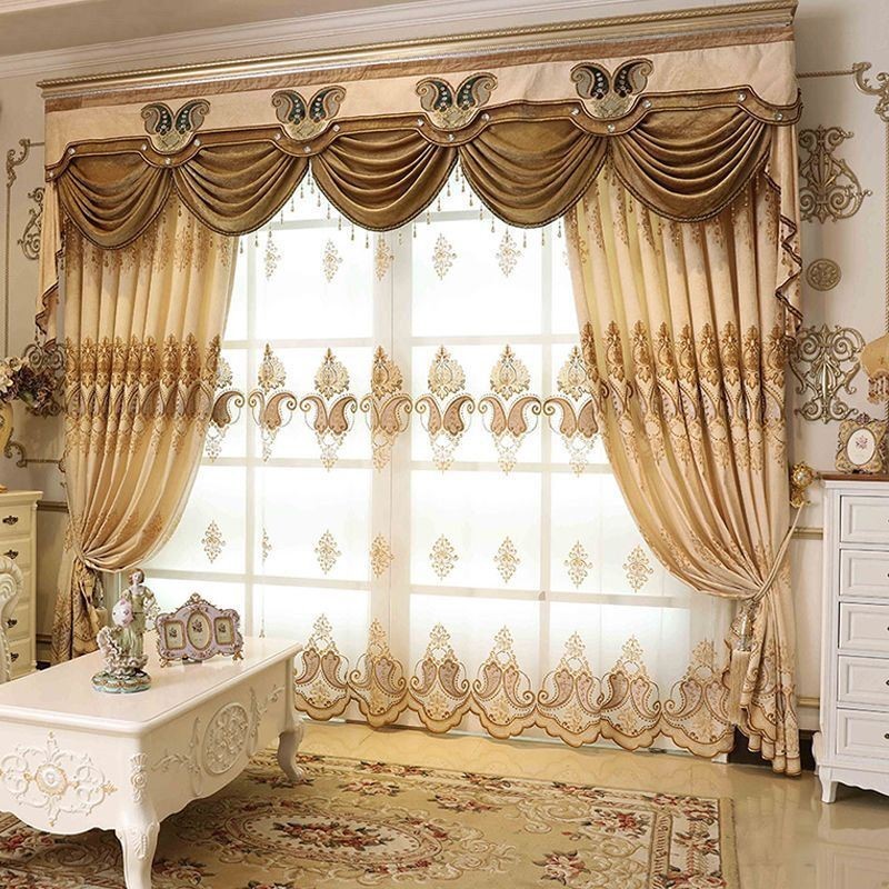 Cortinas Bordadas Europeias Blackout De Luxo Para Sala De Estar E Quarto