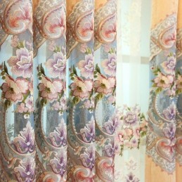 Cortina De Chenille De Luxo Feita Sob Medida Cortina Com Bordados Florais Para Sala De Estar E Quarto