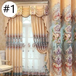 Cortina De Chenille De Luxo Feita Sob Medida Cortina Com Bordados Florais Para Sala De Estar E Quarto