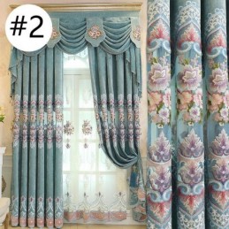 Cortina De Chenille De Luxo Feita Sob Medida Cortina Com Bordados Florais Para Sala De Estar E Quarto