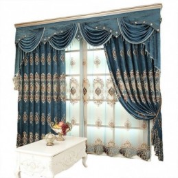 Cortina Blackout Bordada Sob Medida, Cortinas De Janela Florais De Luxo Europeias Para Sala De Estar