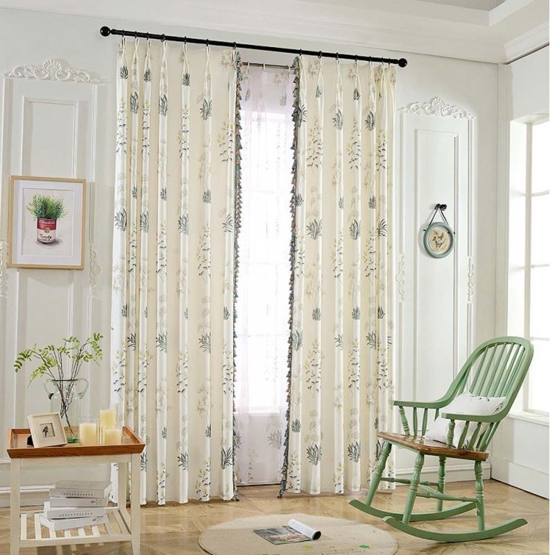 Cortina Retro Rural Semi Blackout Sob Medida Cortina Com Estampa Floral Para Sala De Estar