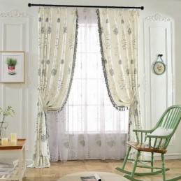 Cortina Retro Rural Semi Blackout Sob Medida Cortina Com Estampa Floral Para Sala De Estar