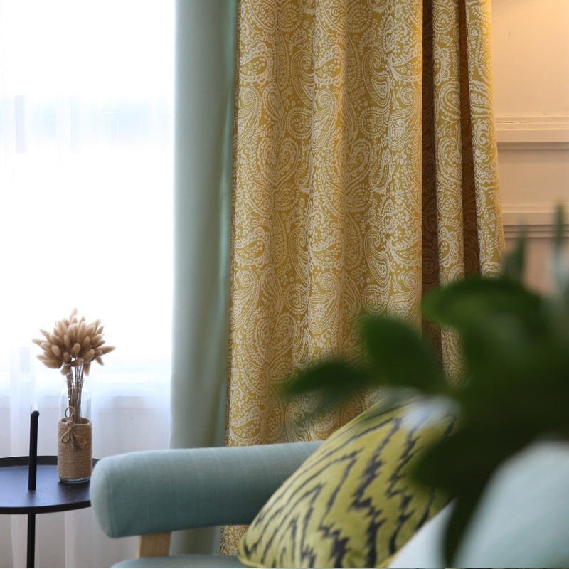 Cortina Moderna De Algodão Feita Sob Medida, Cortina Jacquard Vegetal Para Sala De Estar E Quarto