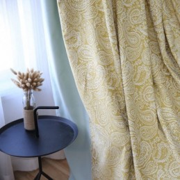 Cortina Moderna De Algodão Feita Sob Medida, Cortina Jacquard Vegetal Para Sala De Estar E Quarto
