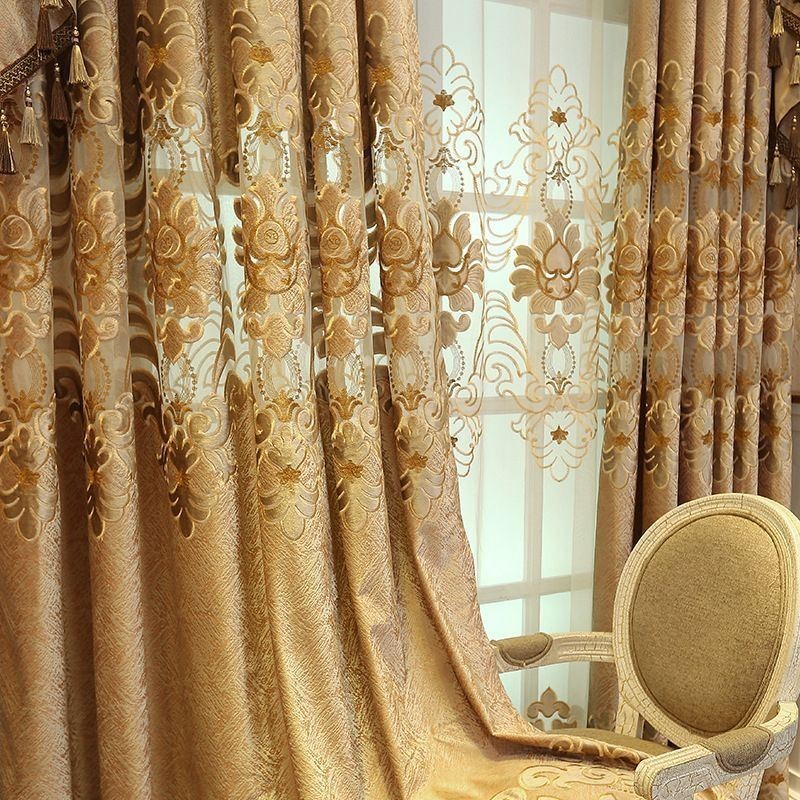 Cortina Blackout Bordada Sob Medida, Cortinas De Janela Estilo Europeu Para Sala De Estar
