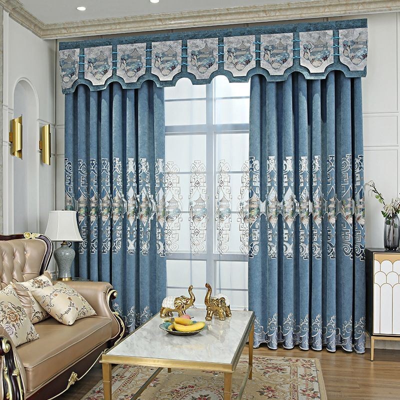Cortina De Luxo Feita Sob Medida Com Padrão Bordado Para Sala De Estar E Quarto
