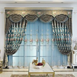 Cortina De Luxo Europeia Feita Sob Medida, Elegante, Com Bordado Floral, Para Sala De Estar