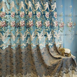 Cortina De Luxo Europeia Feita Sob Medida, Elegante, Com Bordado Floral, Para Sala De Estar