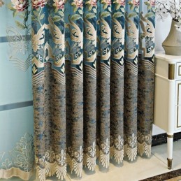 Cortina De Luxo Europeia Feita Sob Medida, Elegante, Com Bordado Floral, Para Sala De Estar